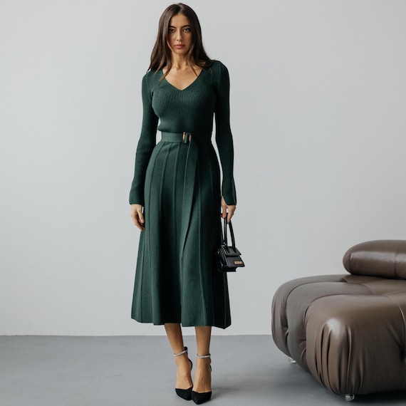 slim fit dress slacks PRETTYGARDEN Womens Midi Dresses Puff Short Sleeve V Neck Swiss Dot Pl main image 1