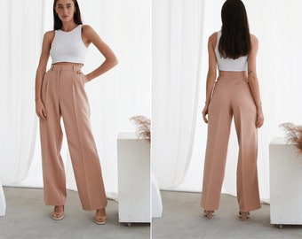 パンツ THE ATTICO Palazzo pants Beige 241WCP148W046 The Attico - Beige logo palazzo pants 241WCP148W046 - shop