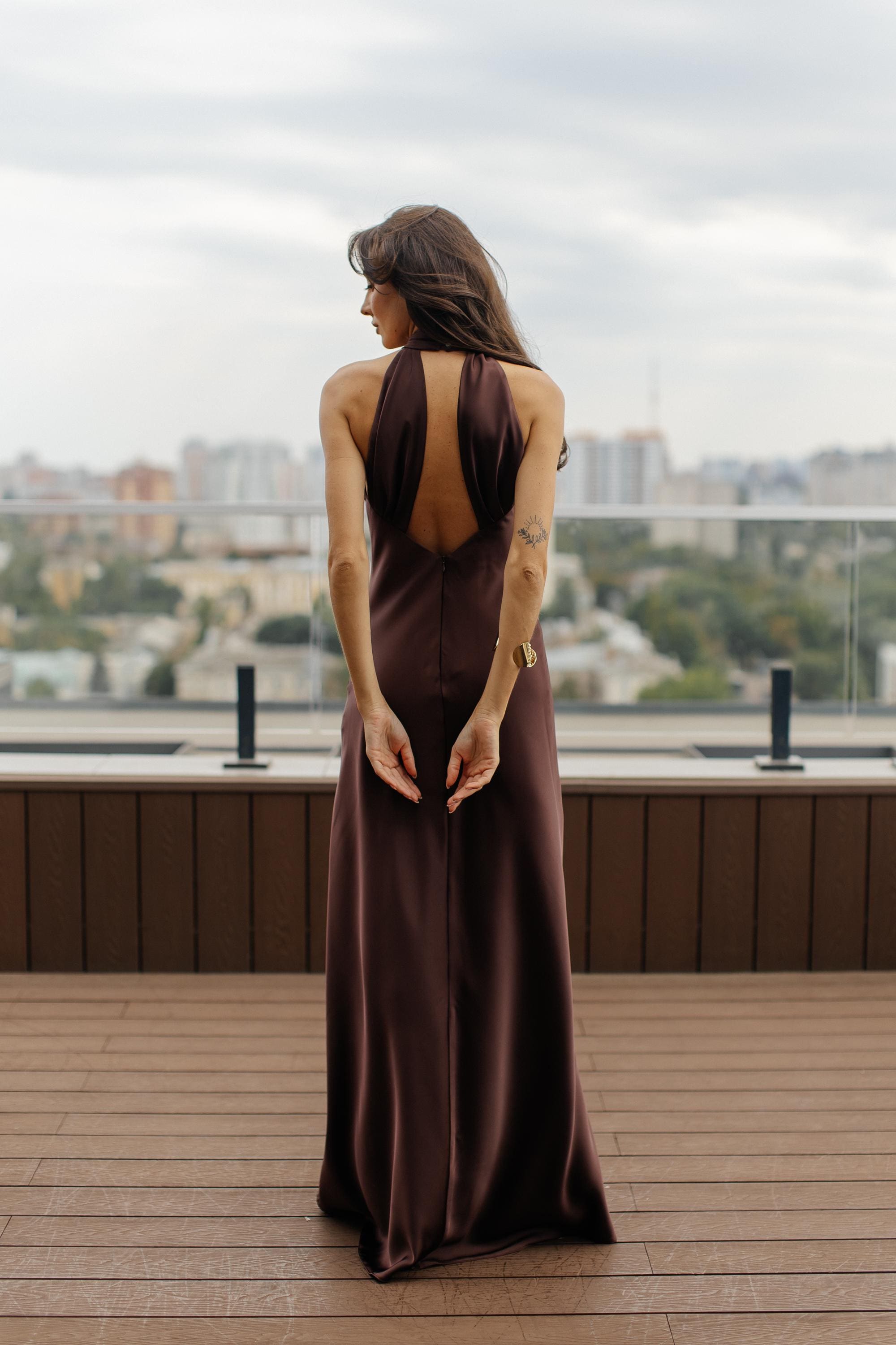 backless brown dress Chocolate Satin Mermaid Maxi Dress: Silk Gown Color:NEON CELESTE Enhance your wardrobe with fall-plaid-gingham Remember The Dress?, The