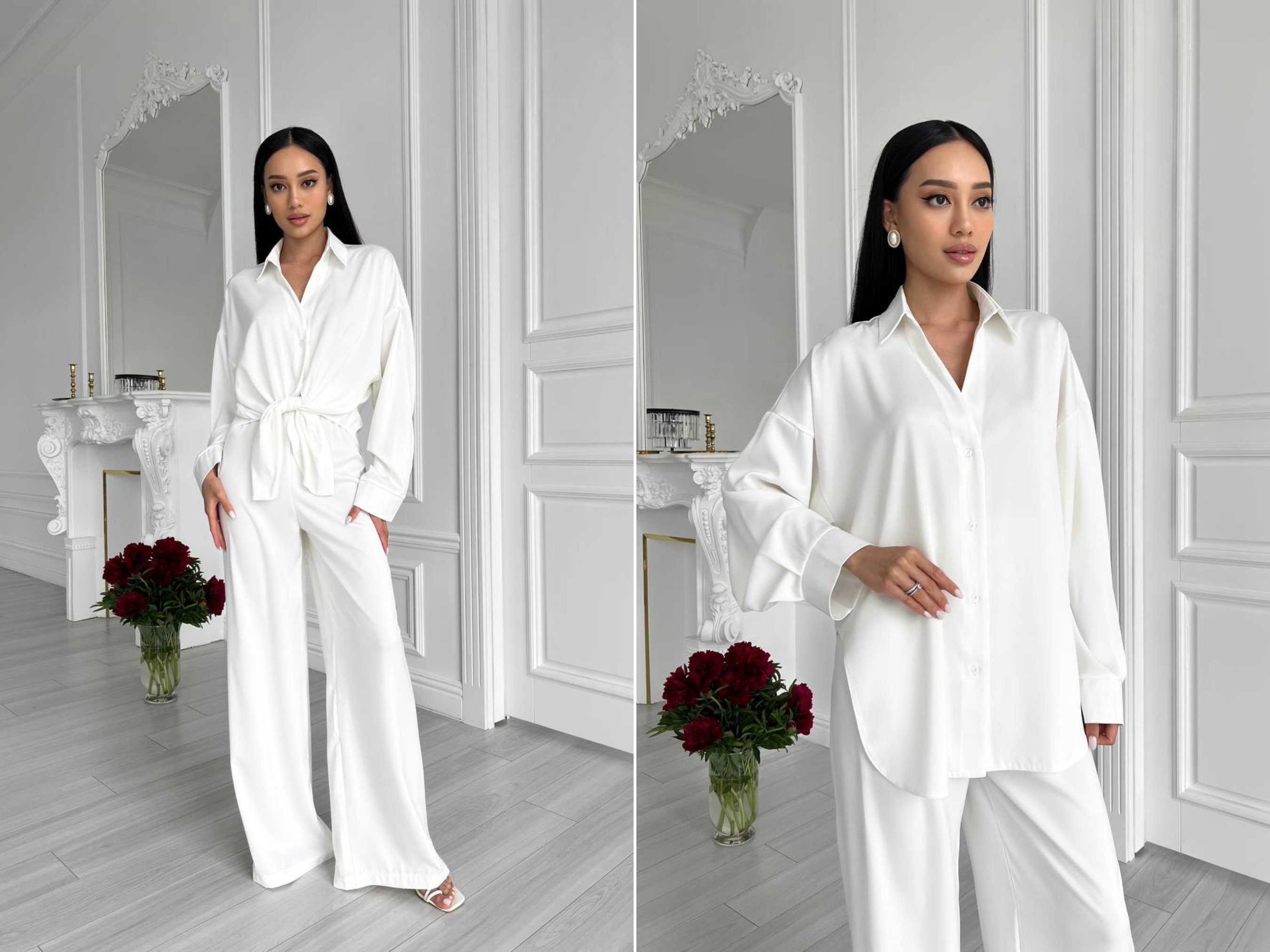 White Silk Pajamas Women Silk Pajamas Comfy Silk Loungewear