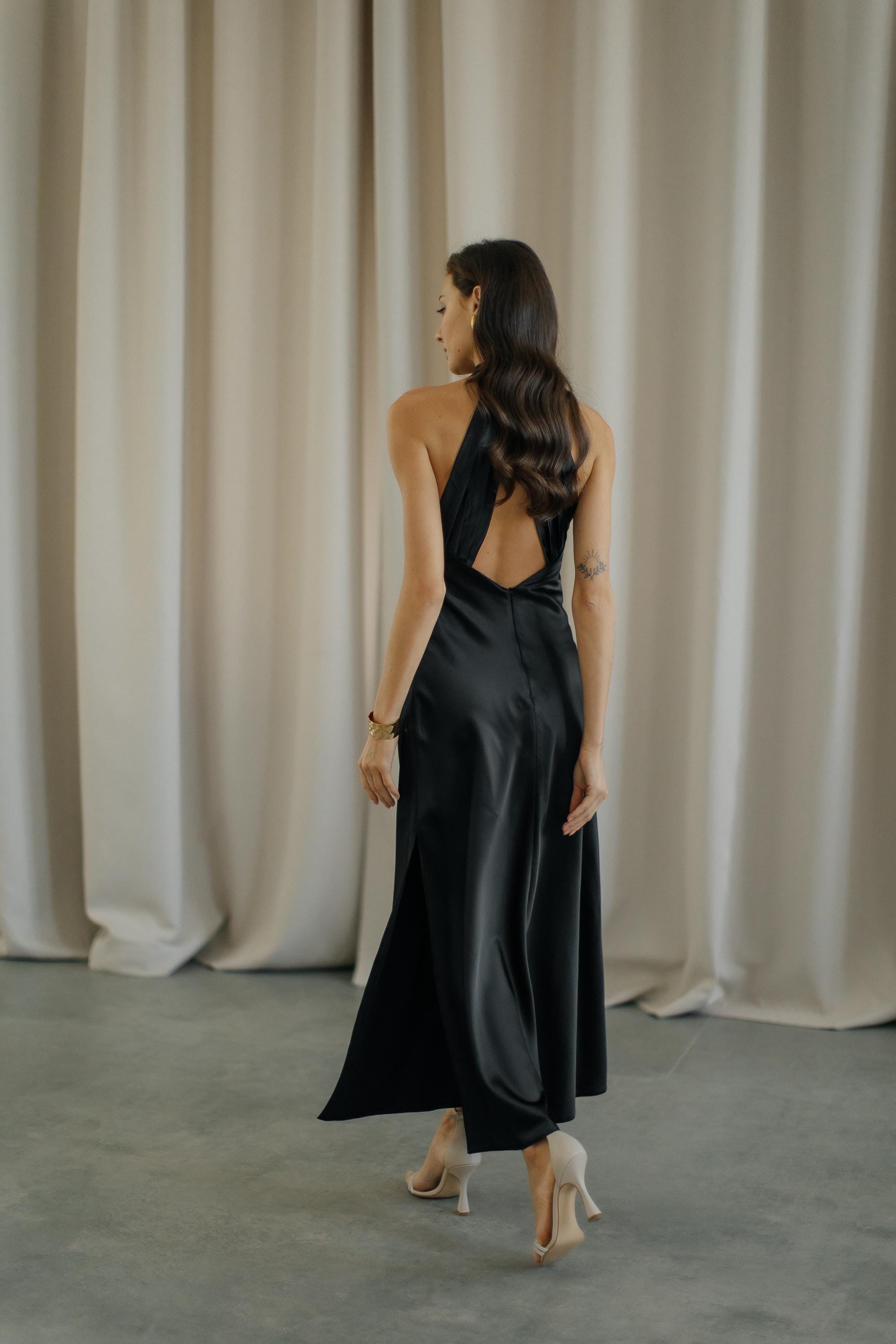 blue dress for baby girl A line Backless Evening Party Dress Silk Satin Long Prom Dress P821 main image 0