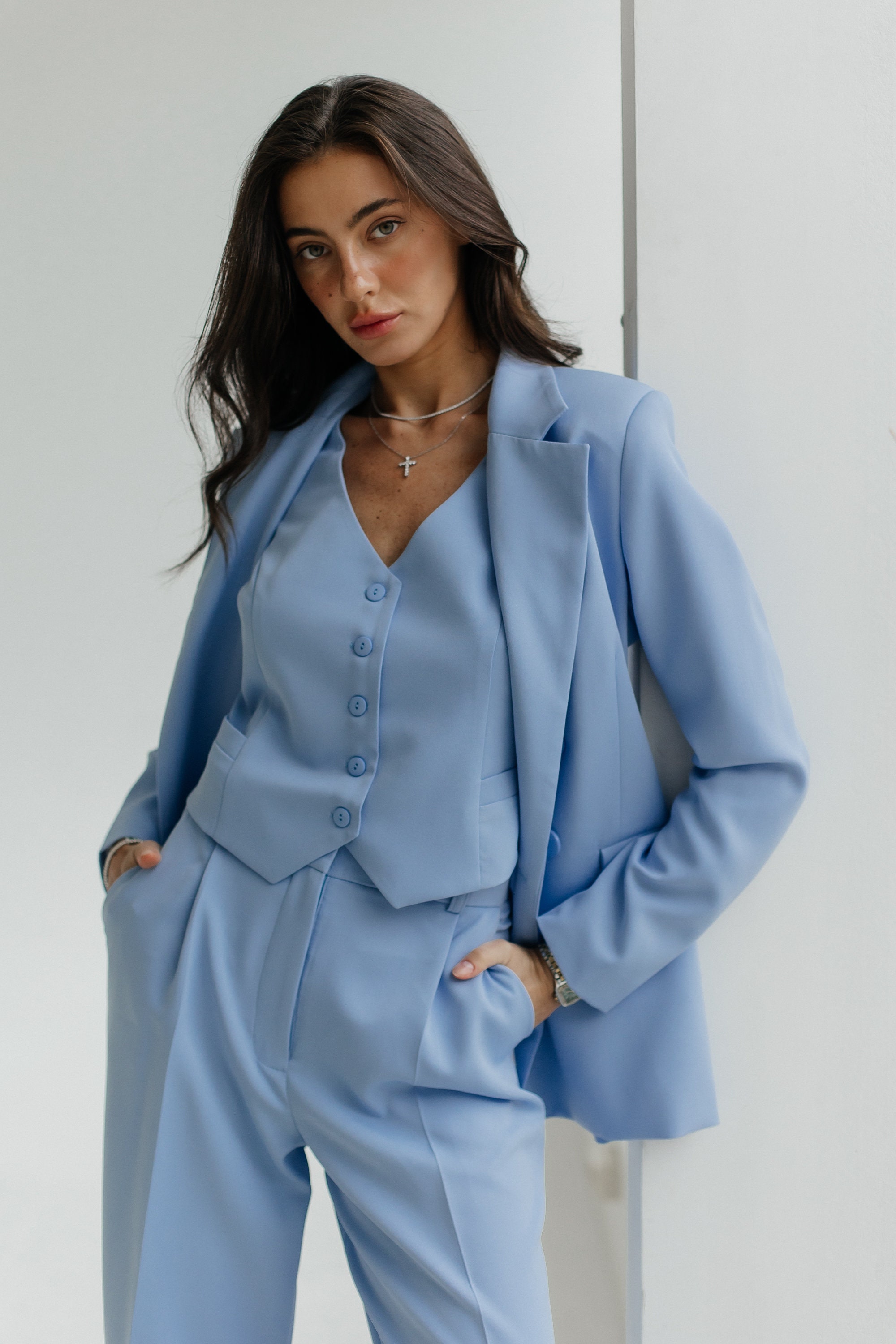 Sky Blue Pants Suit Canada