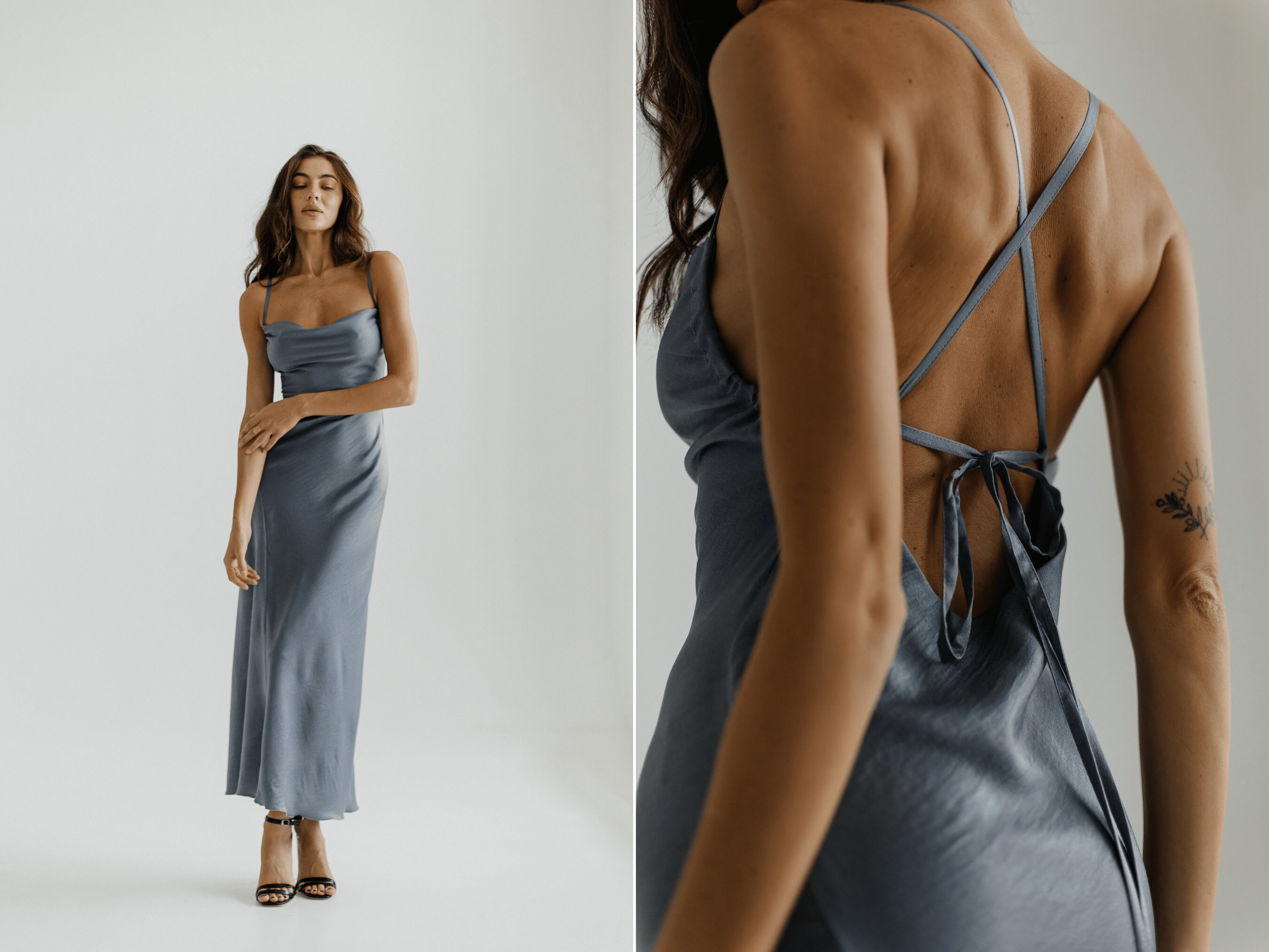Black Silk Slip Dress: Cowl Neck Backless Maxi Satin Gown - Etsy