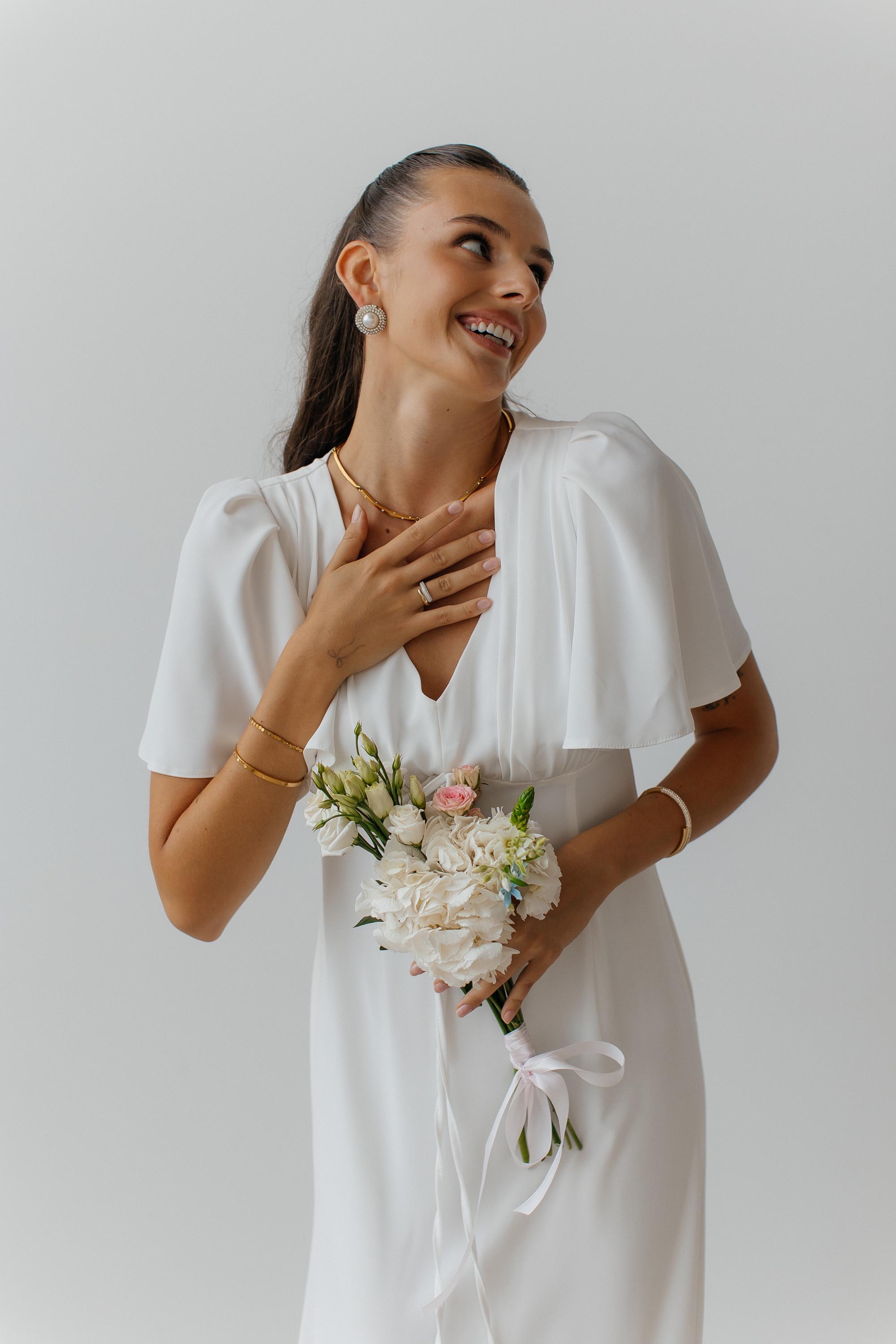 white engagement dress Zapaka Women White Boho Long Sleeves Engagement Party Dress with Lace V-Neck Maxi Dress, White / M
