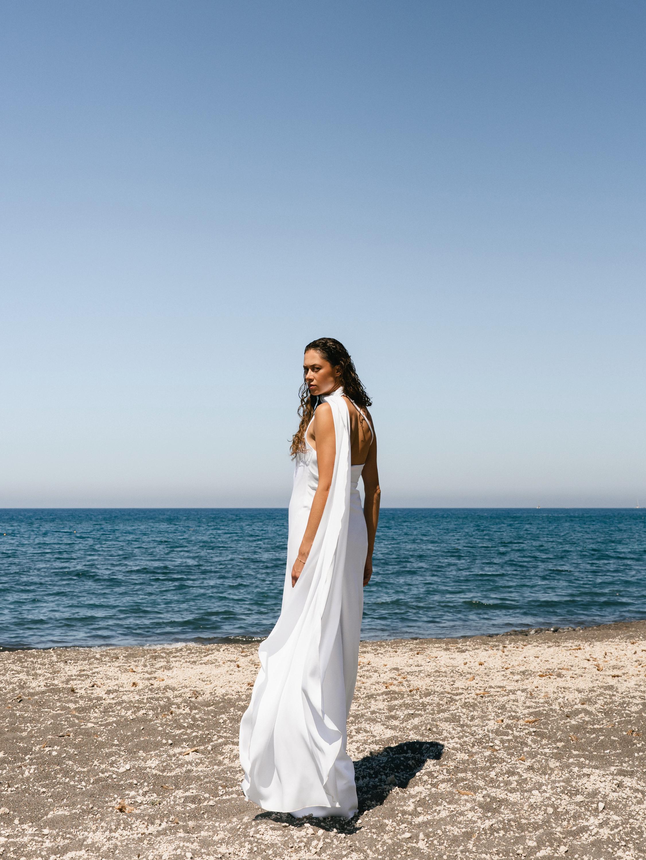 white engagement dresses Leely Women Simple A Line Midi Dress with Bows Off the Shoulder Satin Civil Wedding Dress modern luxury Elegant White Mermaid Wedding Dress,White