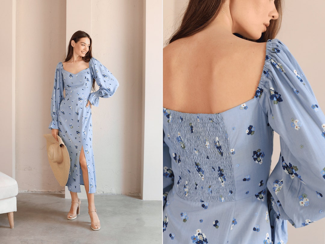 Floral Ditsy Print Milkmaid Frill Hem Dress