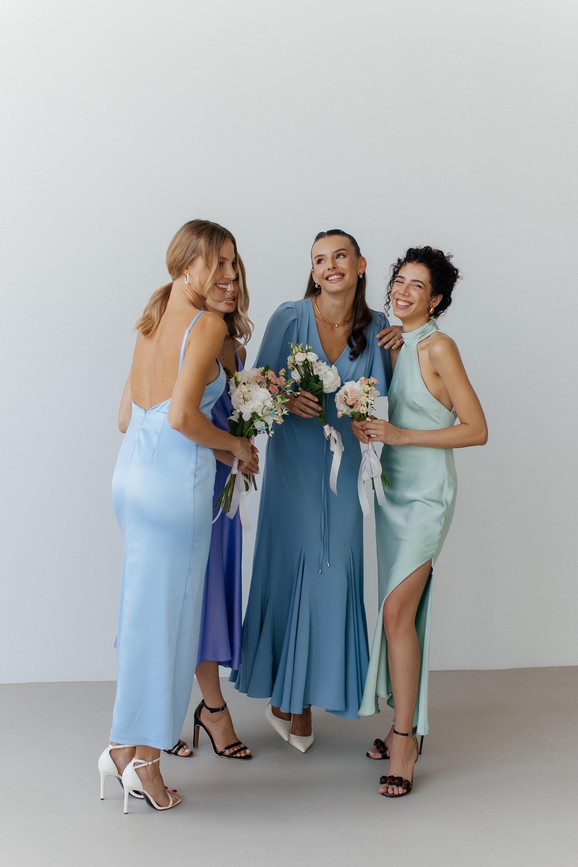 light blue silk wedding guest dress Maxi Gown Prom Dress Light Blue Bridesmaid Dress Wedding Guest Outfit Satin Long Dress Blue Maxi Evening Gown Blue Wedding Wear Alyssa Dress