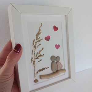 Personalised Pebble Art Wedding Anniversary Picture - Handmade, Framed Gift (Golden, Silver, Pearl, Ruby)