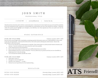 Resume Template, ATS Resume Template, Clean Simple Modern Professional Resume Template for Word, CV Template