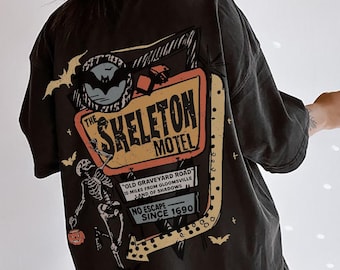 Vintage Skeleton Cottage Komfort Farben T-Shirt: Trendiges Halloween T-Shirt