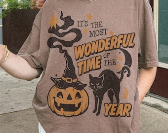 T-shirt vintage Halloween Comfort Colors® style rétro années 90, chat noir effrayant, citrouille sorcière, t-shirt automne « La plus belle période »