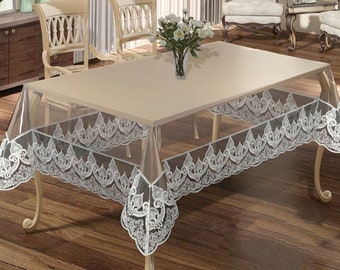 Transparent Table Cover for Dining Table, Clear Table Cloth Indoor Outdoor, Waterproof Transparent Desk Protector, Kitchen Dinning Table