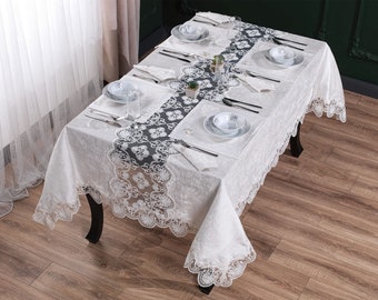 Mantel bordado francés de lujo / Mantel personalizado del Día de la Madre / Juego de manteles individuales para cenar / Mantel formal para cenas