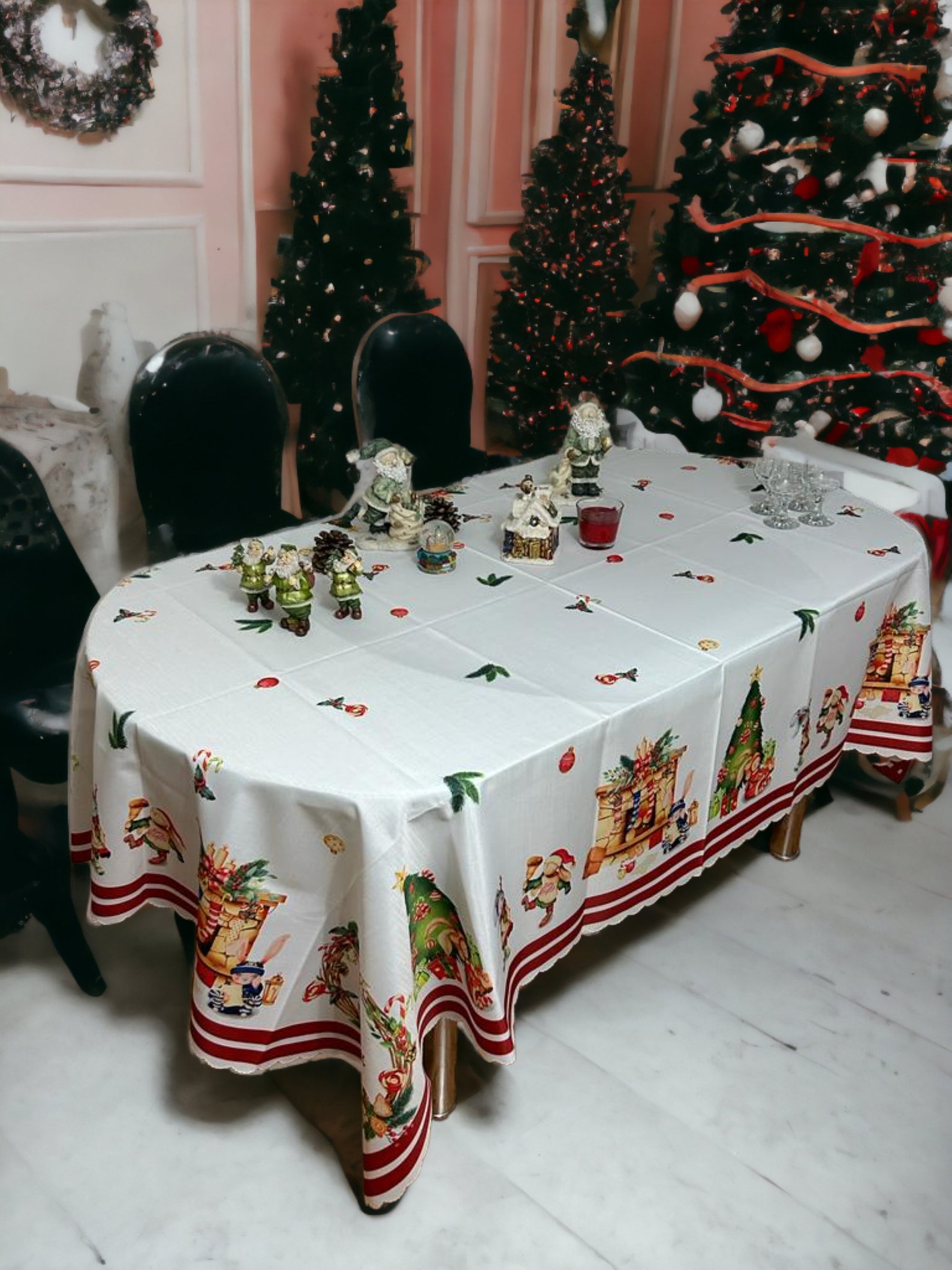 Christmas Dinner Tablecloth Merry Christmas Tablecloth Reindeer