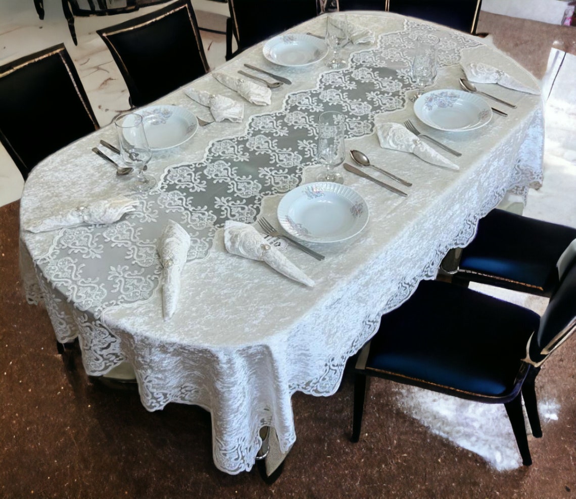 French Style Tablecloth Dinner Napkins Tablecloth Set Long Lace