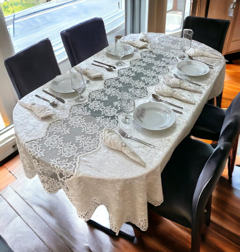 French Style Tablecloth Dinner Napkins Tablecloth Set Long Lace