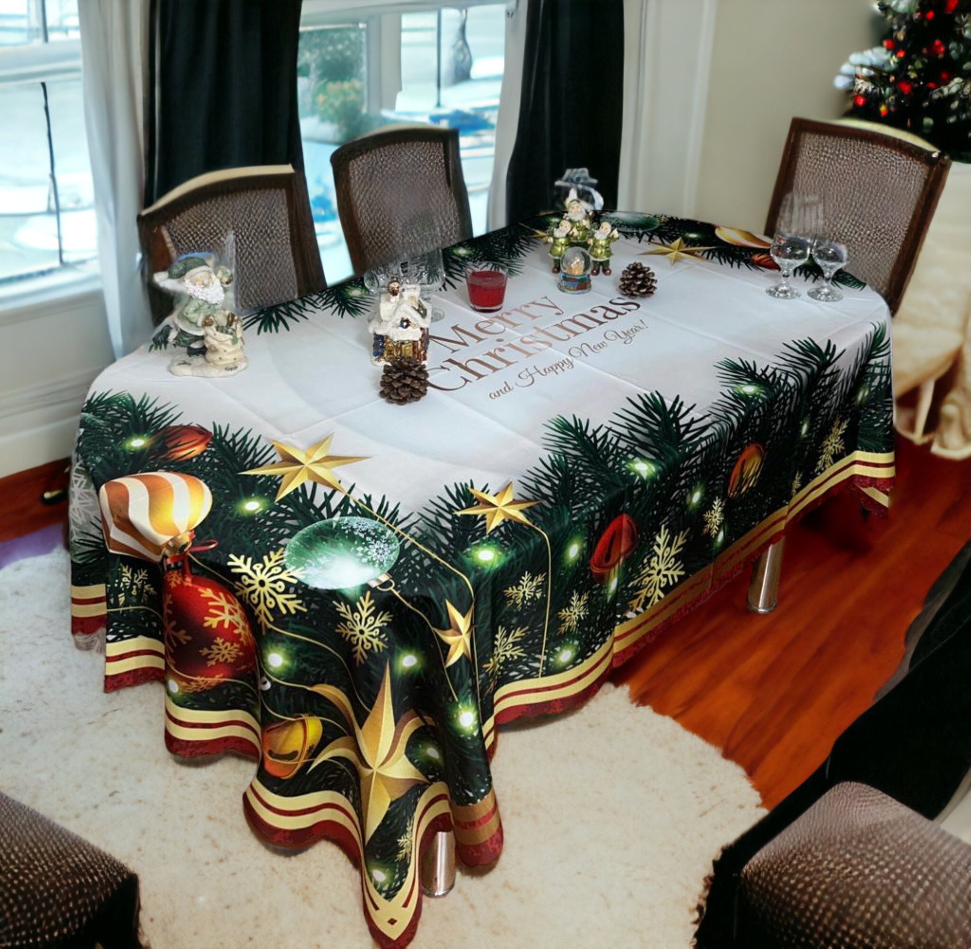 Merry Christmas Tablecloth Christmas Table Decorations Christmas Dining