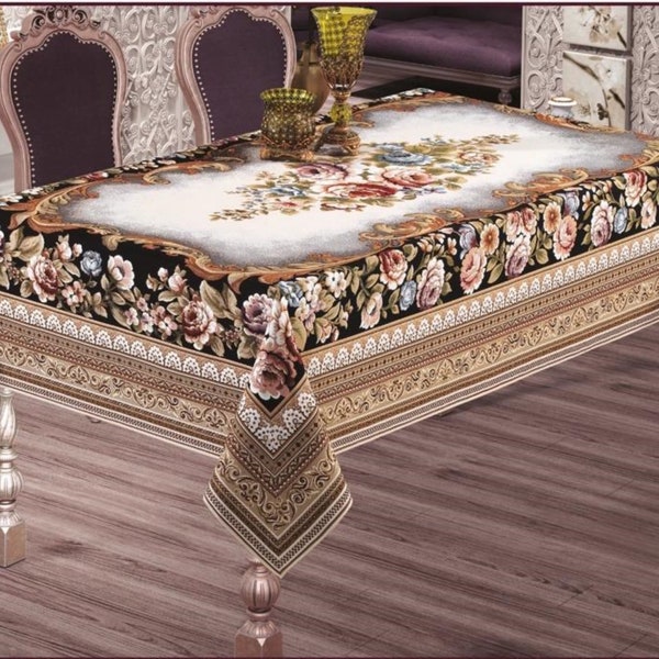 Floral Cotton Tablecloth, Bohemian Table Decor, Versatile Outdoor and Indoor, Farmhouse Decor, William Morris Inspired, Damask Tablecloth