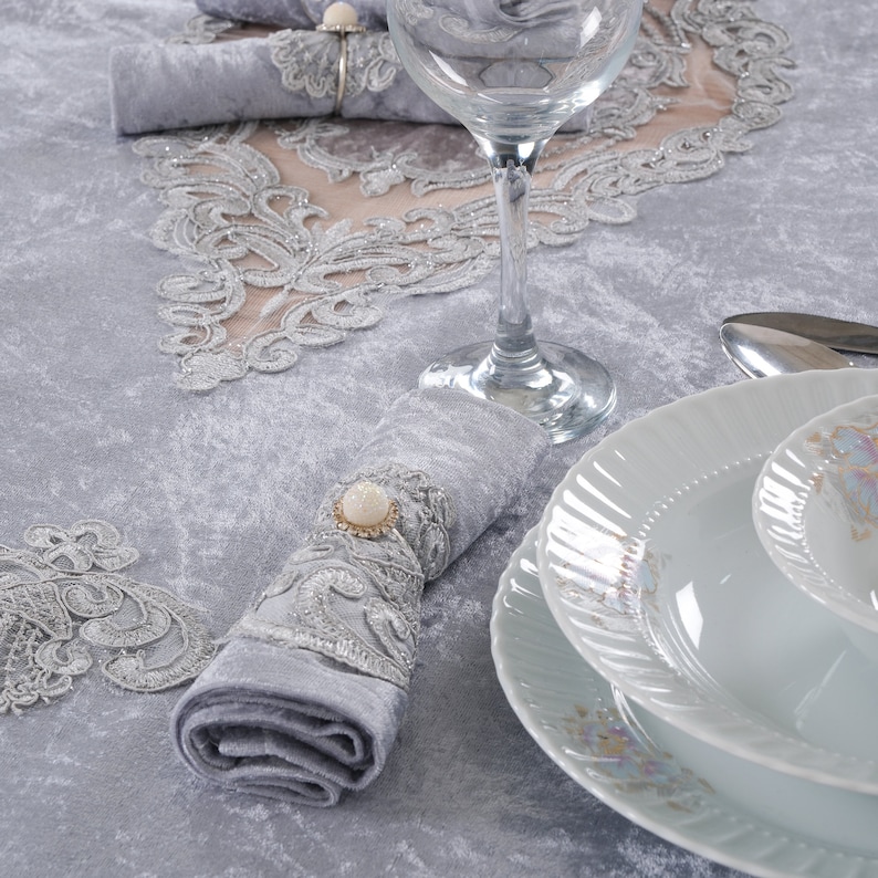 Custom Embroidered Tablecloth Dinner Napkins French Table Etsy