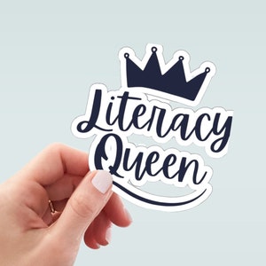Literacy Queen, water bottle sticker, teacher sticker, science of reading, laptop sticker, reading specialist sticker