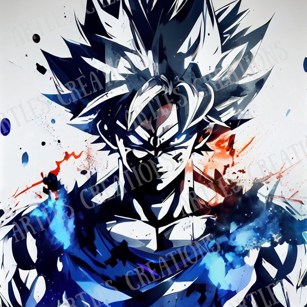 Ultra Instinct Goku/Digital Print/Goku Wall Art/Goku Digital Print/Ultra Instinct/Goku Digital Art/Power/Wall Decor