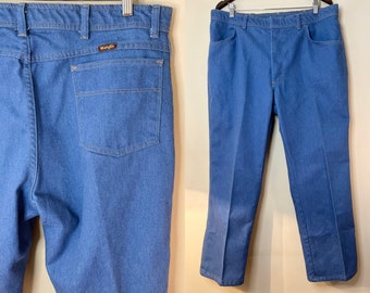 70s Medium Blue Jeans by Wrangler | Made in USA | Size 38-40 W