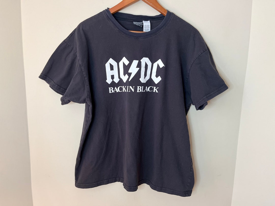 AC/DC Back in Black Band T-shirt | Rockware Cotton Tee | Size M - Etsy