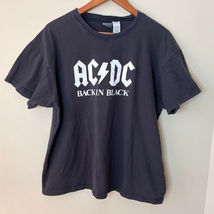 00'S M and O KNITS AC/DC BACK IN BLACK Band T-shirt Band Tee Men's XL /eaa450672
