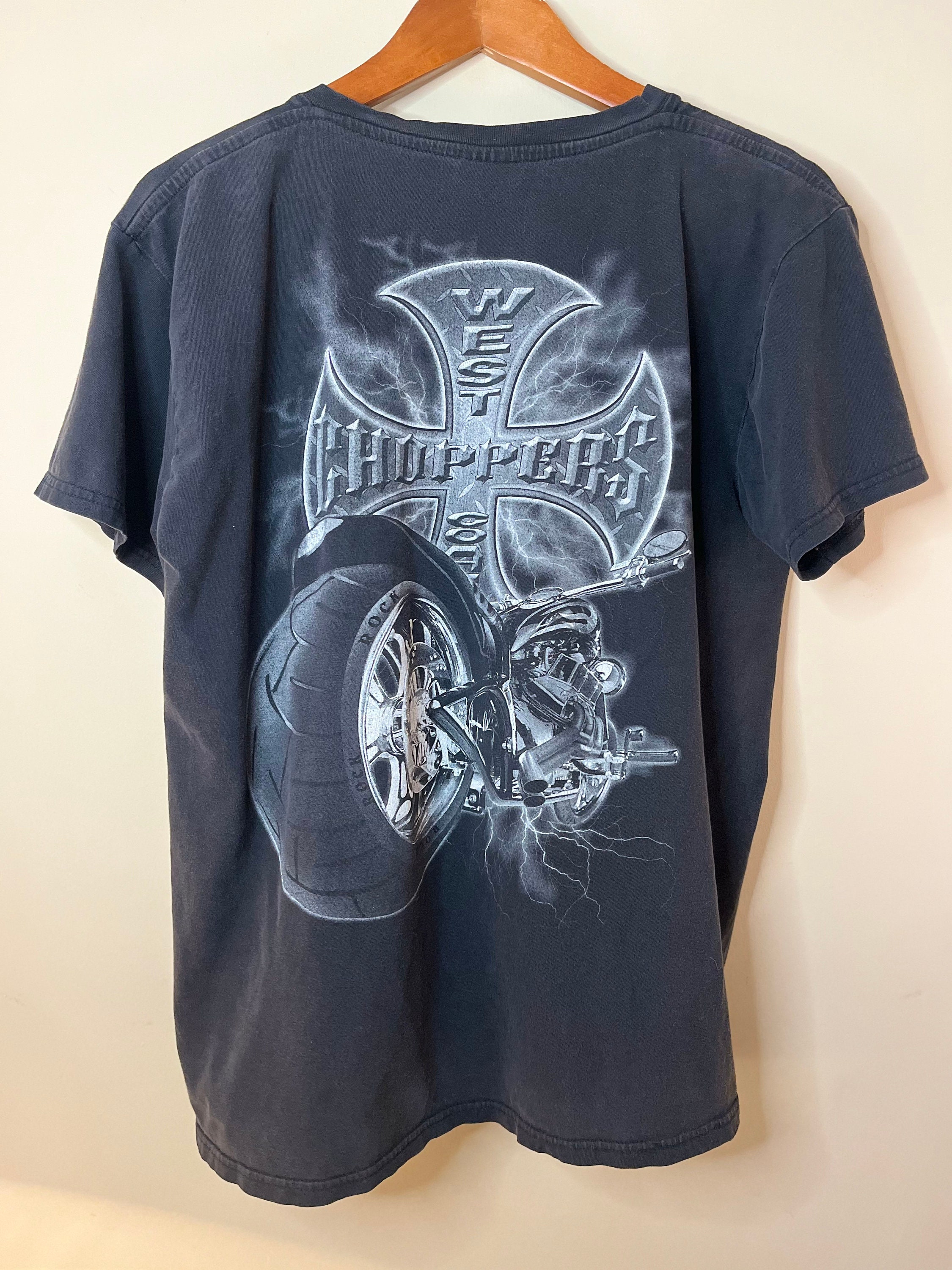 Y2K Faded Black West Coast Choppers Motorcycle Graphic Tee by 