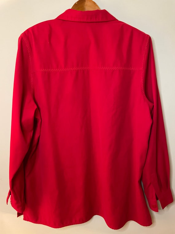 90s Red Diamond Stitched Soft Button Down Shirt b… - image 4