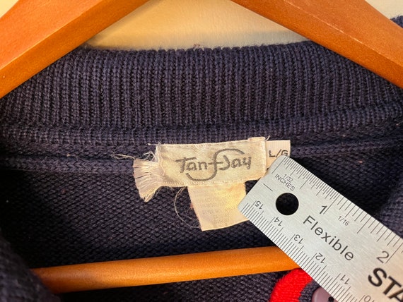 90s Navy Blue Wool-Blend Quarter Button Pullover … - image 4