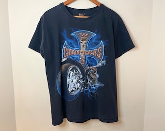 Y2K Faded Black West Coast Choppers Motorcycle Graphic Tee by