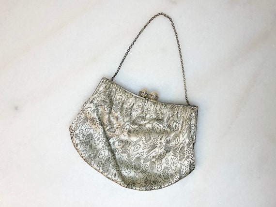 50s 60s Silver-coloured Embroidered Evening Bag |… - image 2
