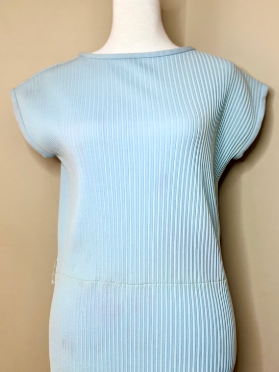 60s Mod Robin’s Egg Blue Pleated Dress by Jerseyf… - image 8