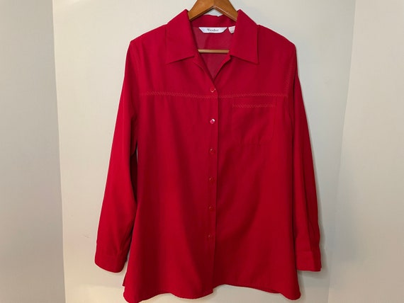 90s Red Diamond Stitched Soft Button Down Shirt b… - image 1