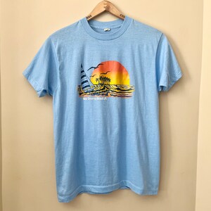 80s Blue Single Stitch New Smryna Beach Florida Graphic Tee | Made in USA | Size M