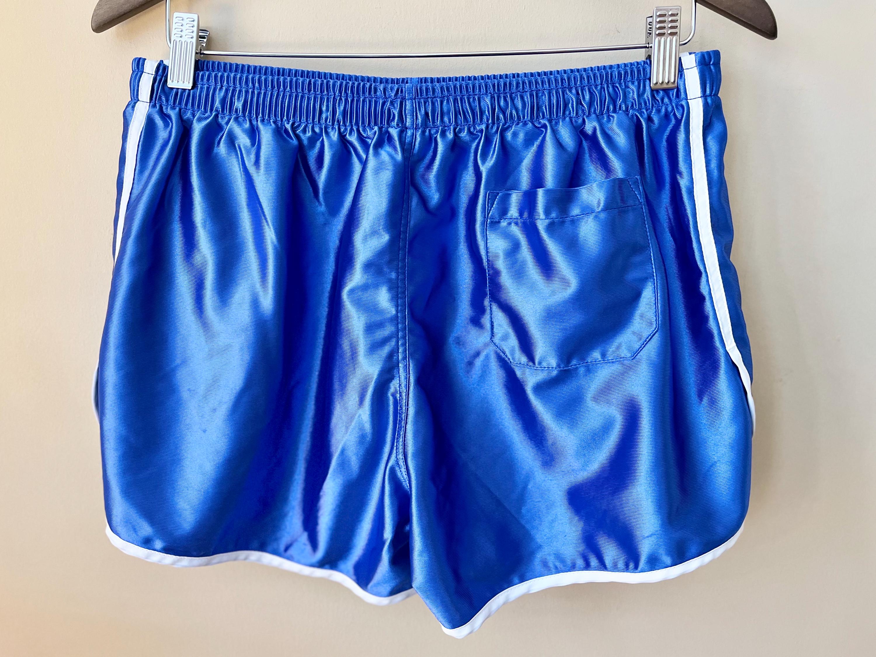 90s Blue French Army Surplus Running Gym Sport Shorts | Size L