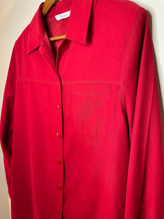 90s Red Diamond Stitched Soft Button Down Shirt b… - image 2