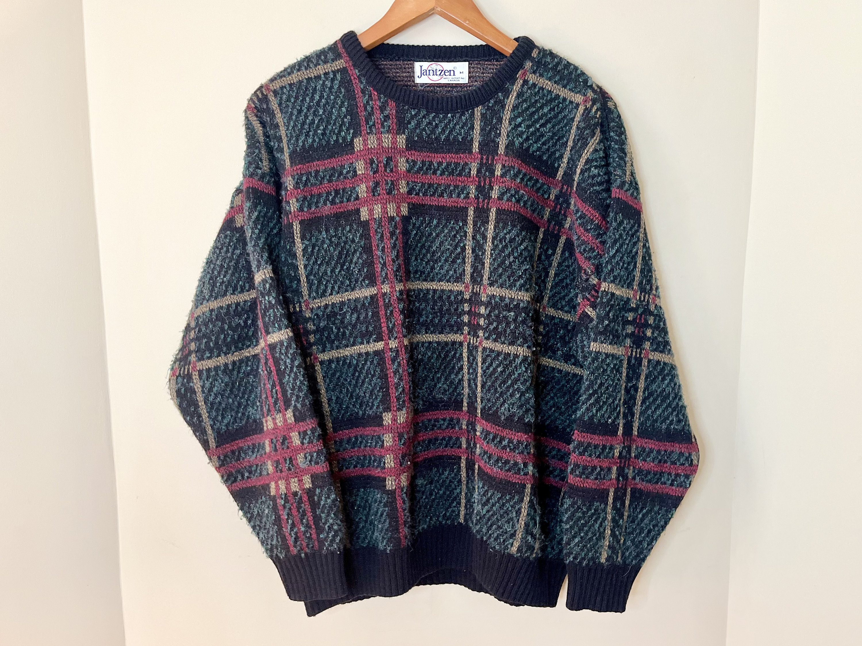 Fuzzy plaid sweater best sale