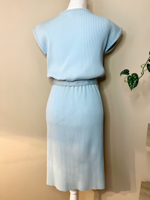 60s Mod Robin’s Egg Blue Pleated Dress by Jerseyf… - image 6