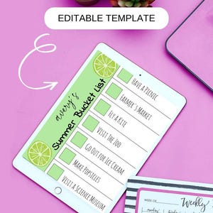 Lista de desejos de verão para crianças editável e imprimível • Atividades divertidas de verão para crianças • Lista de verificação para download instantâneo • Cartão com ideias para as férias de verão 5x7
