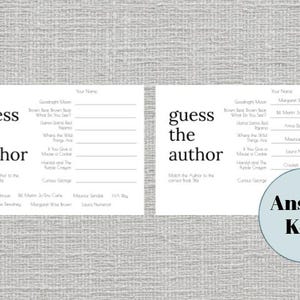 Babyshowerspel | Raad de auteur | Bewerkbare game | Babyshoweractiviteit | Gender Reveal-partygame |Sip and See-game | Kaart van 5 x 7