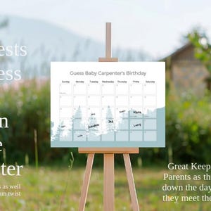Babyparty-Spiel mit Abenteuer-Thema: Bearbeitbares 18x24 Errate das Fälligkeitsdatum-Zeichen Poster