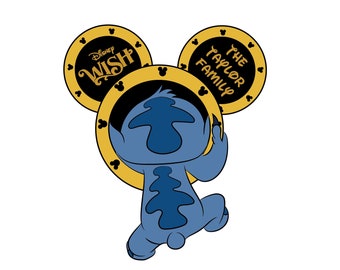 Stich climbing into a porthole Disney Cruise Line Magnet, Personalised Stateroom Door Magnets