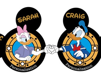Donald & Daisy Double Magnet (Heart hands), Disney Cruise Line Magnet, Personalised Stateroom Door Magnets.