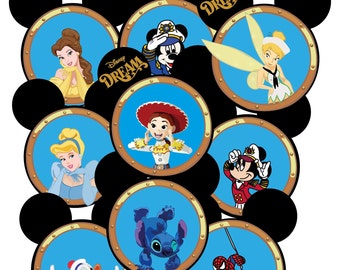 Mini imanes de cruceros Disney, regalos con forma de pez, decoraciones para la puerta del camarote.