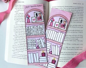Romance Bookmark Book Tracker, Bookshelf Bookmark Tracker, Romance Reader Bookmark, Romance Book Club Gift, Reading Tracker Bookshelf