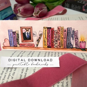 Romance Bookmark Printable, Romance Book Tropes, Romance Book Art, Romance Reader Gifts, Romance Book Merch, Bookshelf Bookmark image 2