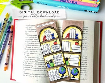 Classroom Bookmarks for Teachers - Bookshelf Bookmark Printable Download - Bookmark Book Tracker Printable Bookmarks for Kids