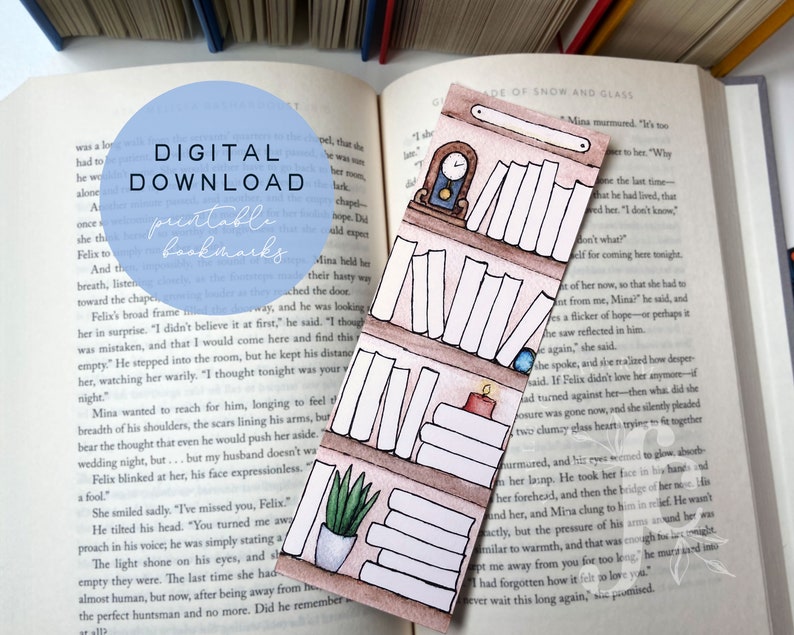 Book Tracker Bookmark Printable; Bookshelf Bookmark (shelf 2 ...